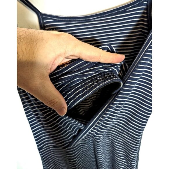 Toad & Co Nautical Blue Striped Sleeveless Dress Size S Athletic Tennis Pockets - Picture 7 of 8